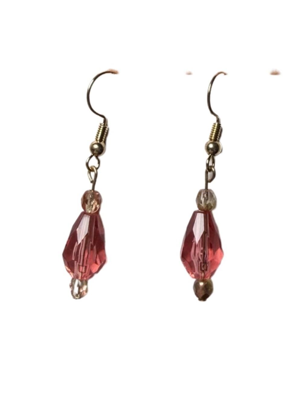 Pink earrings handmade plastic dangle